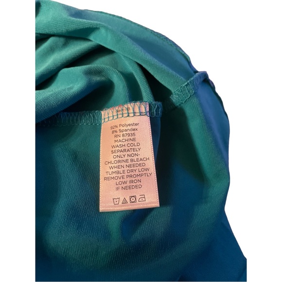 Susan Graver size 1xblue green dress short sleeves 92% polyester - Picture 7 of 7